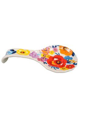 Pioneer Woman Flea Market Spoon Rest Retro Floral Stoneware 8.5" Rustic Retired